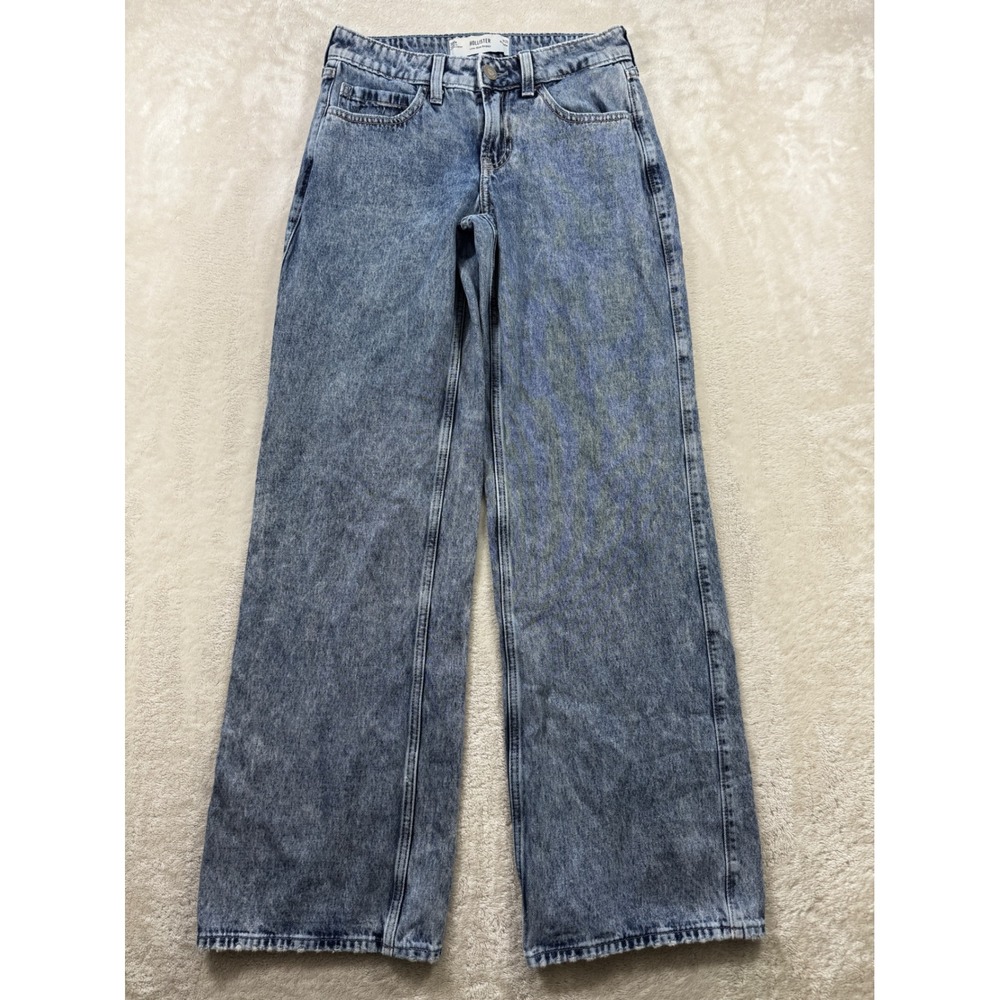 Hollister Womens Low-Rise Baggy Acid Wash Blue Jeans 000R W23 Meas: 26x31